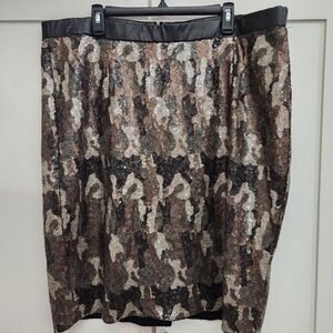 Lane Bryant Camo Sequin Indie Sleaze Grunge Y2K Pencil Straight Skirt 22